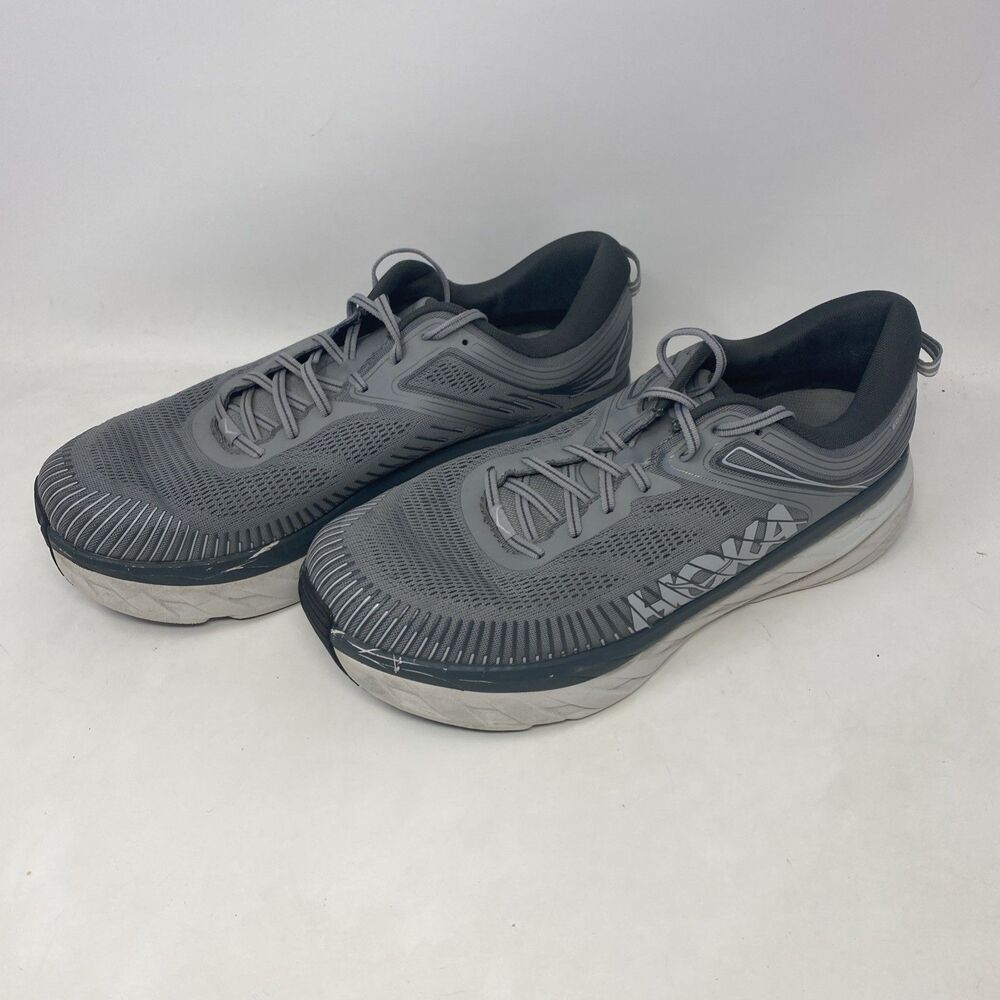 Hoka One One M Bondi 7 Men's Running Shoes Size 14 4E X-Wide Gray Athletic